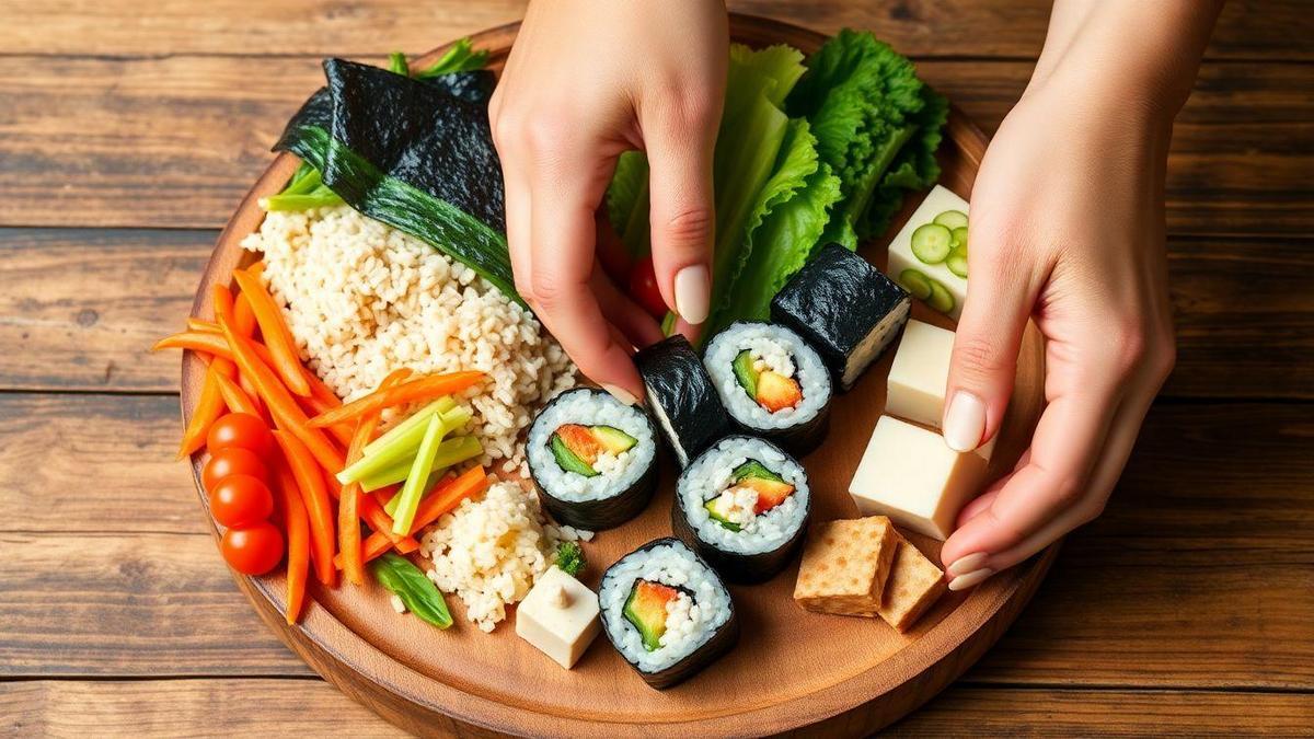 Como você escolhe ingredientes para sushi vegetariano