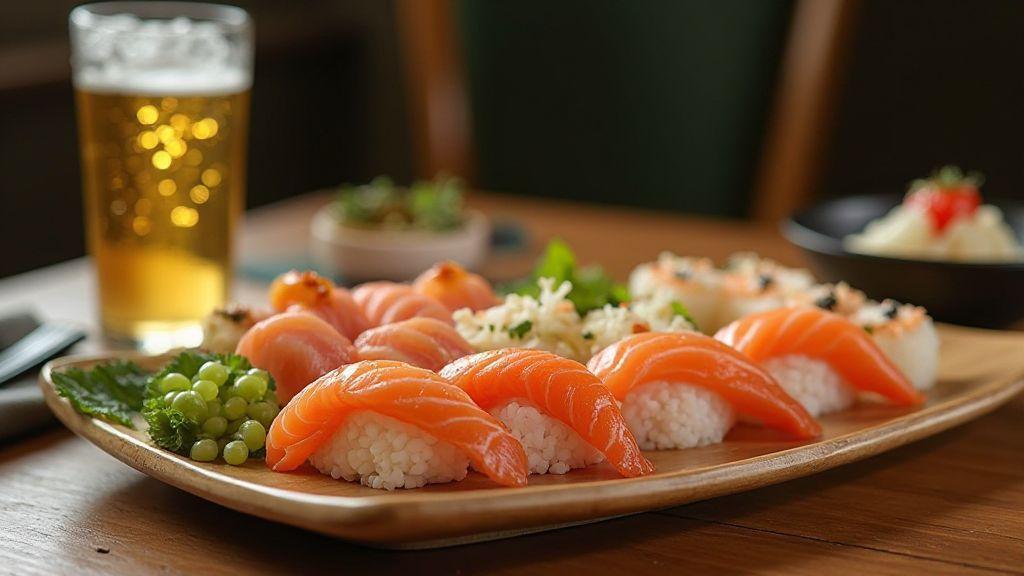 Harmonização sushi com lager clara: opções claras e refrescantes
