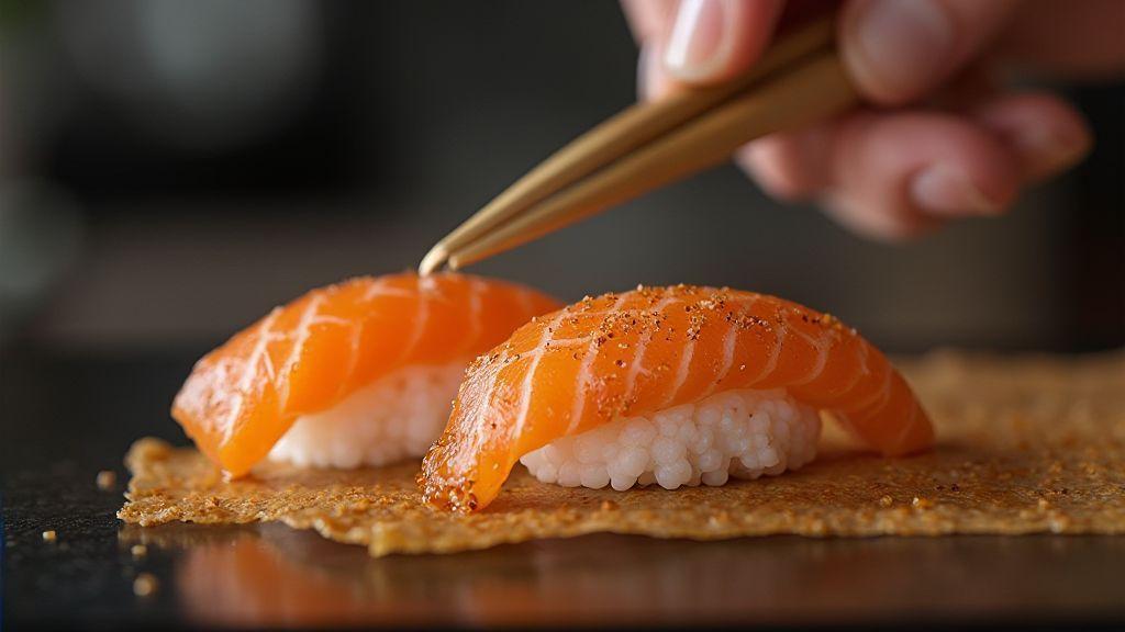 Sushi aburi selado com maçarico para peixes gordurosos técnicas caseiras passo a passo